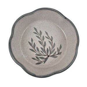 Handcrafted Stoneware Ceramic Bowl Leaf Design Speckled Glossy Finish Rustic